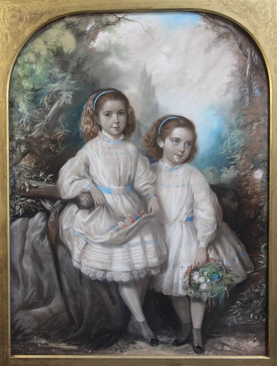 Attributed to George Sant (1820-1900) The Sisters 34 x 26in.
